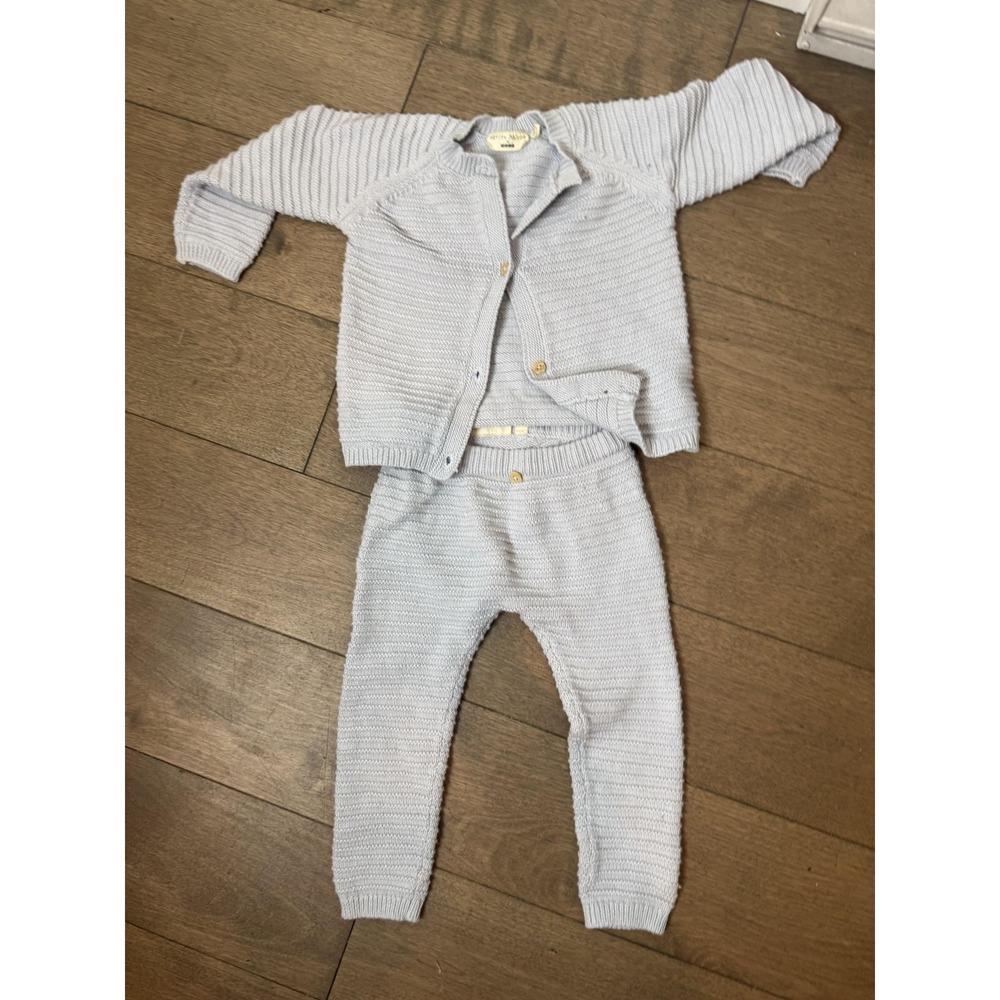 Petite Maison X Nono Sweater Pants Set Baby Boys 9-12M Gray Knit Organic Cotton - Picture 2 of 8